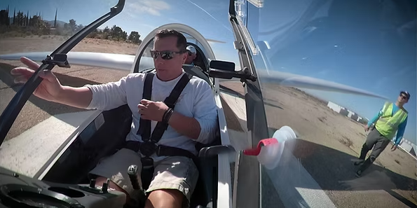 Marco Alejandro Santiago at the controls of a glider